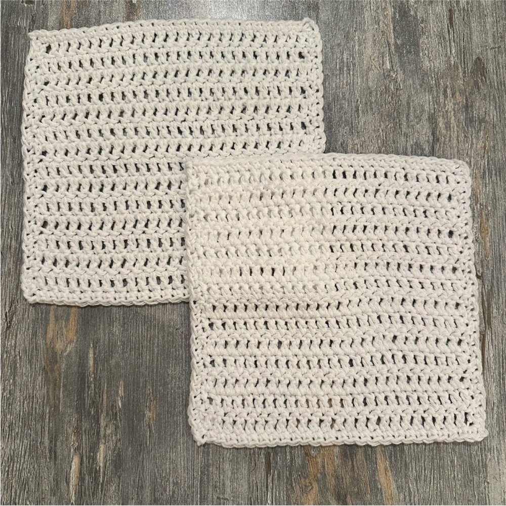 100% Cotton Handmade Crochet White Washcloths
